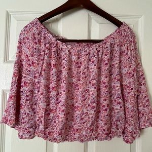 FOREVER 21 FLORAL OFF SHOULDER TOP PINK